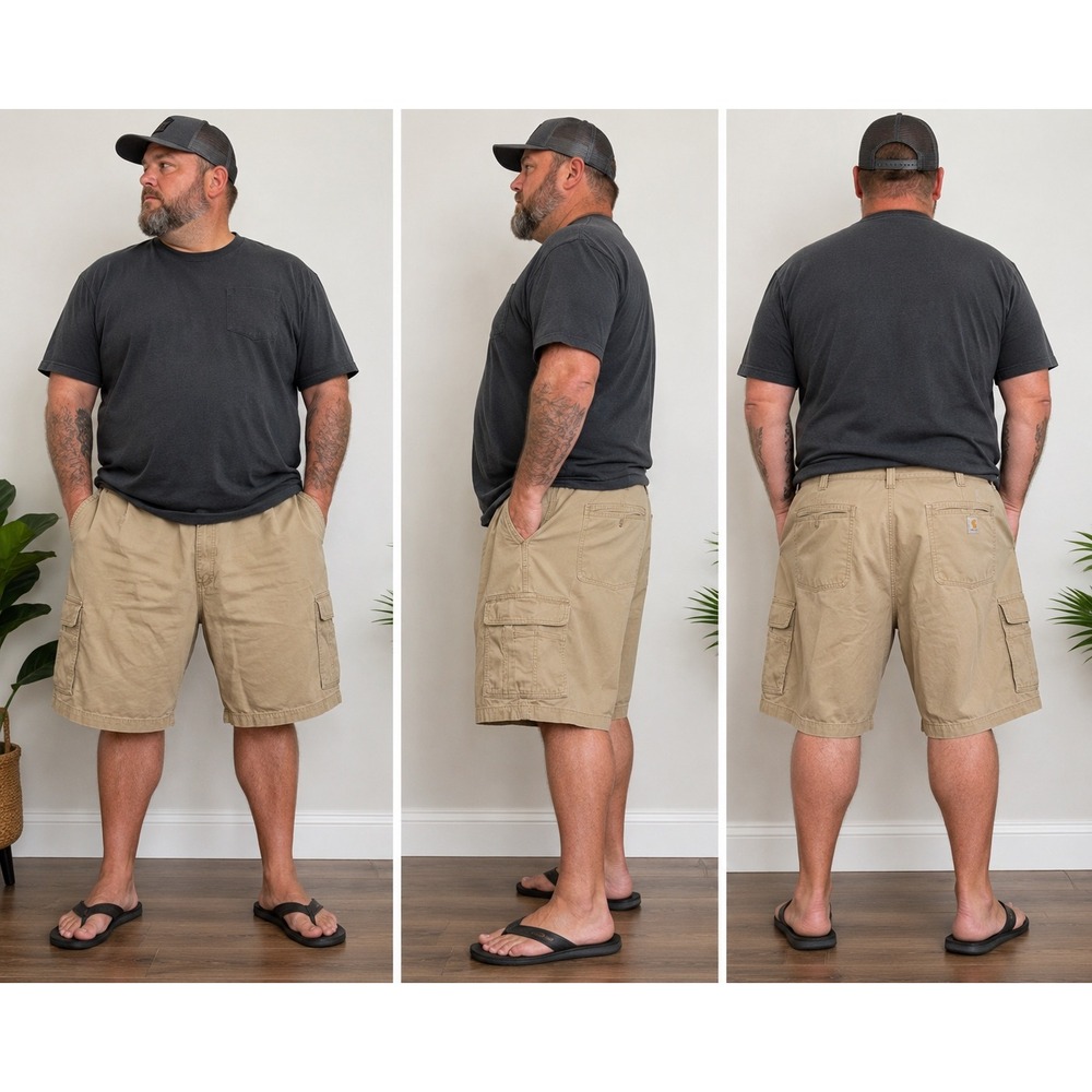 Carhartt Cargo Shorts Mens 50 Khaki Tan Relaxed Fit Workwear Utility Big Tall